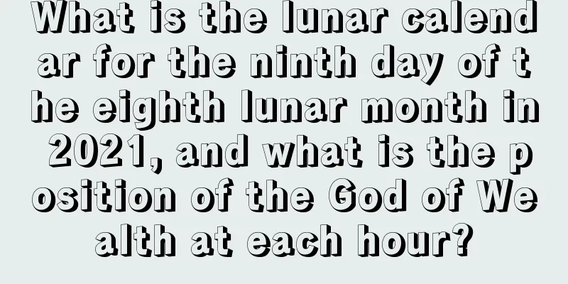 What is the lunar calendar for the ninth day of the eighth lunar month in 2021, and what is the position of the God of Wealth at each hour?