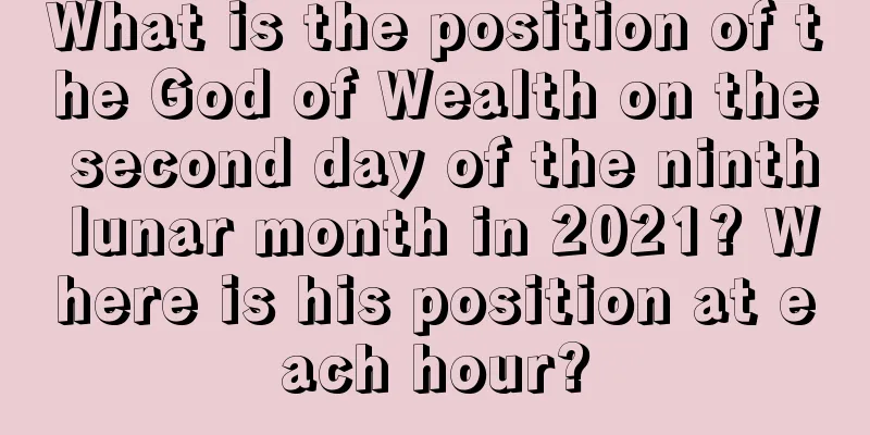 What is the position of the God of Wealth on the second day of the ninth lunar month in 2021? Where is his position at each hour?