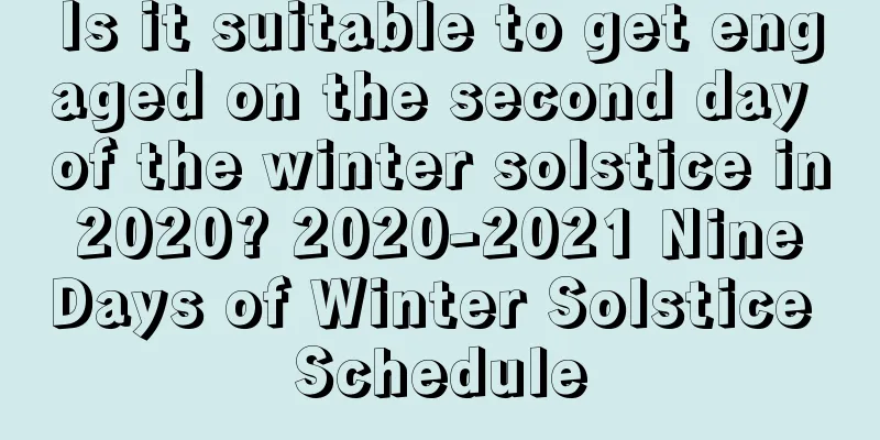 Is it suitable to get engaged on the second day of the winter solstice in 2020? 2020-2021 Nine Days of Winter Solstice Schedule