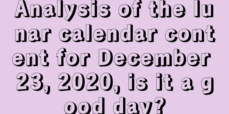 Analysis of the lunar calendar content for December 23, 2020, is it a good day?
