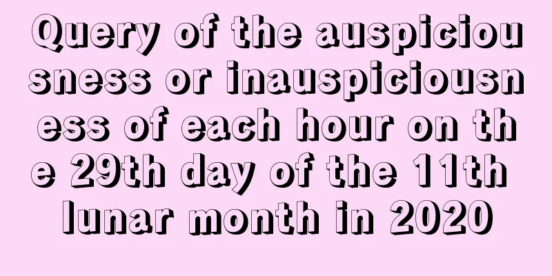 Query of the auspiciousness or inauspiciousness of each hour on the 29th day of the 11th lunar month in 2020