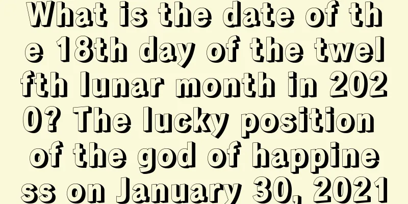 What is the date of the 18th day of the twelfth lunar month in 2020? The lucky position of the god of happiness on January 30, 2021