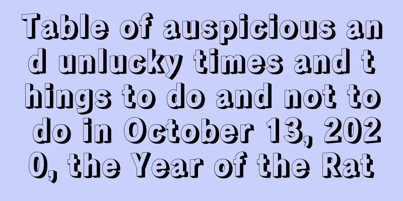 Table of auspicious and unlucky times and things to do and not to do in October 13, 2020, the Year of the Rat
