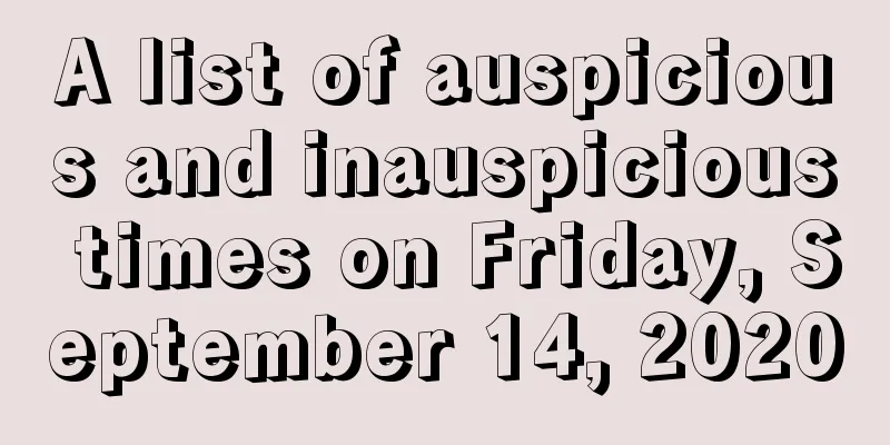 A list of auspicious and inauspicious times on Friday, September 14, 2020