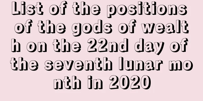 List of the positions of the gods of wealth on the 22nd day of the seventh lunar month in 2020