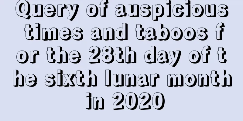 Query of auspicious times and taboos for the 28th day of the sixth lunar month in 2020