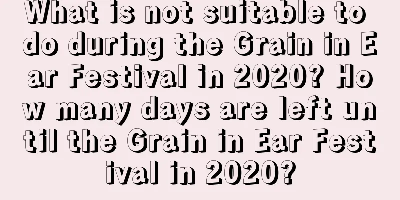 What is not suitable to do during the Grain in Ear Festival in 2020? How many days are left until the Grain in Ear Festival in 2020?