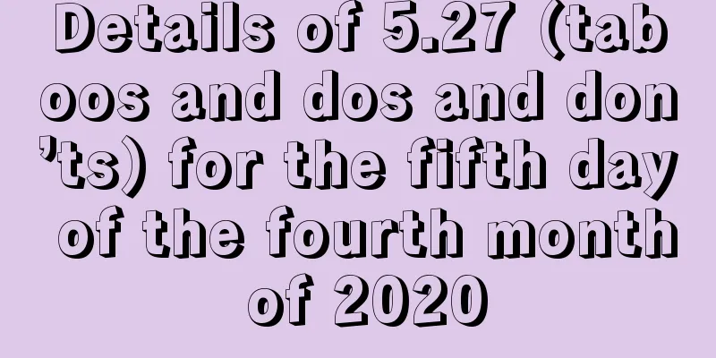 Details of 5.27 (taboos and dos and don’ts) for the fifth day of the fourth month of 2020