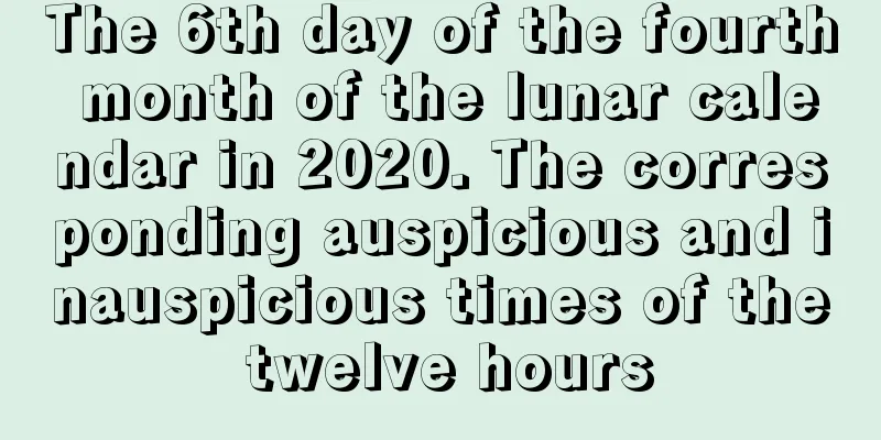 The 6th day of the fourth month of the lunar calendar in 2020. The corresponding auspicious and inauspicious times of the twelve hours