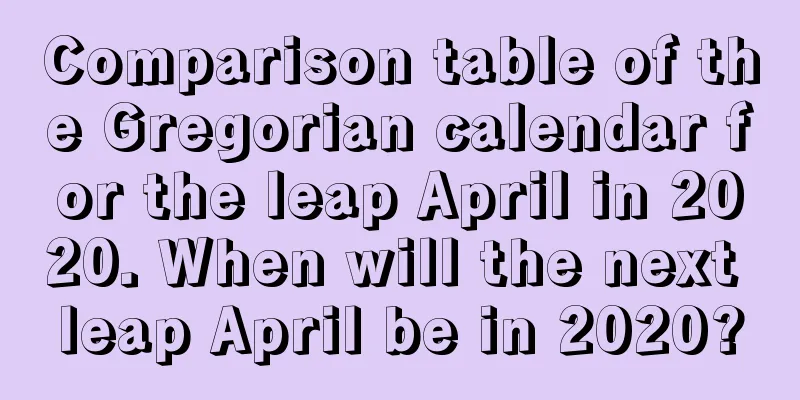 Comparison table of the Gregorian calendar for the leap April in 2020. When will the next leap April be in 2020?