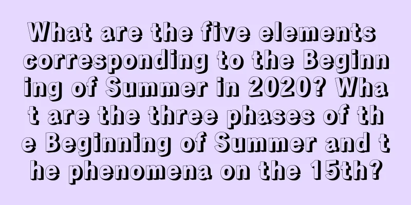 What are the five elements corresponding to the Beginning of Summer in 2020? What are the three phases of the Beginning of Summer and the phenomena on the 15th?