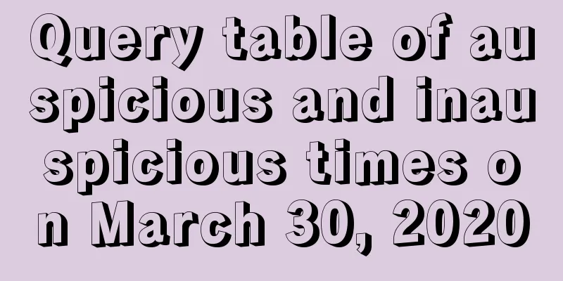 Query table of auspicious and inauspicious times on March 30, 2020