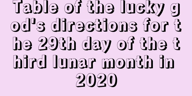 Table of the lucky god's directions for the 29th day of the third lunar month in 2020