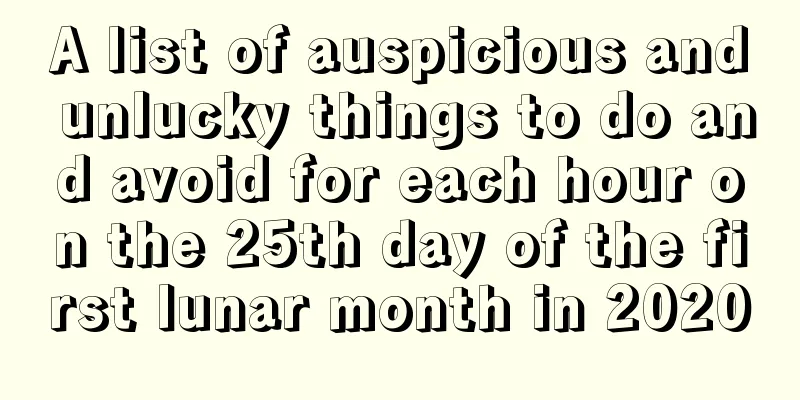 A list of auspicious and unlucky things to do and avoid for each hour on the 25th day of the first lunar month in 2020