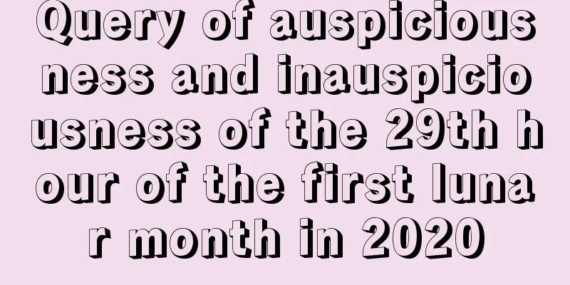 Query of auspiciousness and inauspiciousness of the 29th hour of the first lunar month in 2020