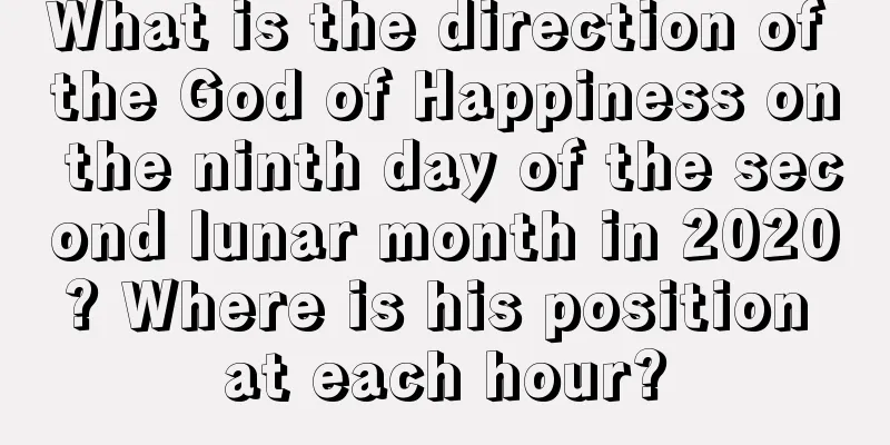 What is the direction of the God of Happiness on the ninth day of the second lunar month in 2020? Where is his position at each hour?