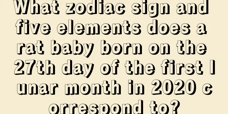 What zodiac sign and five elements does a rat baby born on the 27th day of the first lunar month in 2020 correspond to?