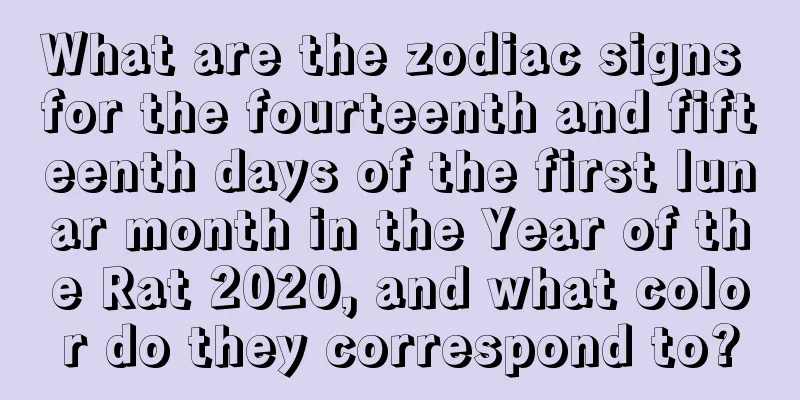 What are the zodiac signs for the fourteenth and fifteenth days of the first lunar month in the Year of the Rat 2020, and what color do they correspond to?