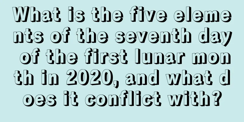 What is the five elements of the seventh day of the first lunar month in 2020, and what does it conflict with?