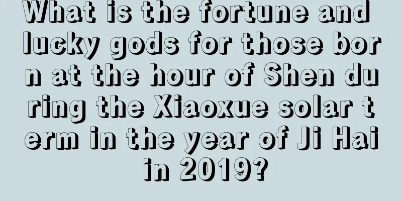 What is the fortune and lucky gods for those born at the hour of Shen during the Xiaoxue solar term in the year of Ji Hai in 2019?