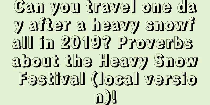 Can you travel one day after a heavy snowfall in 2019? Proverbs about the Heavy Snow Festival (local version)!