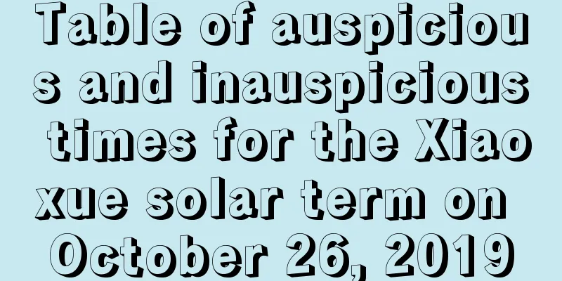 Table of auspicious and inauspicious times for the Xiaoxue solar term on October 26, 2019