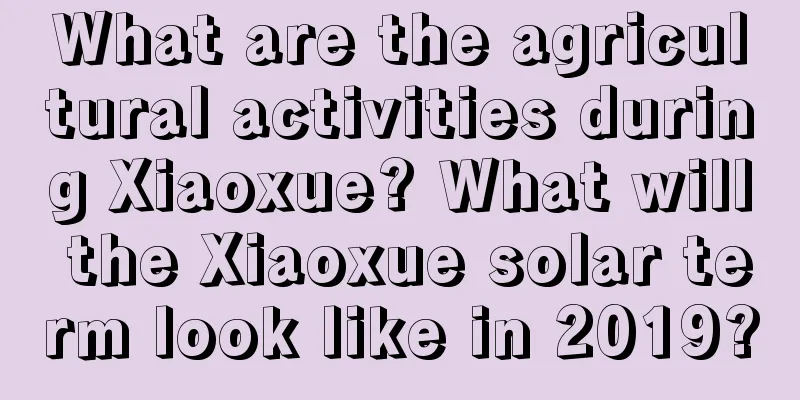 What are the agricultural activities during Xiaoxue? What will the Xiaoxue solar term look like in 2019?