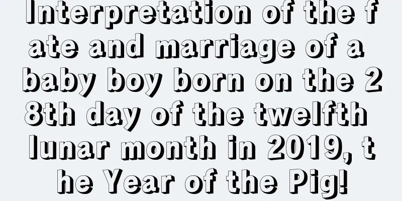 Interpretation of the fate and marriage of a baby boy born on the 28th day of the twelfth lunar month in 2019, the Year of the Pig!