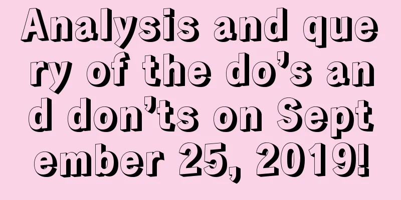 Analysis and query of the do’s and don’ts on September 25, 2019!