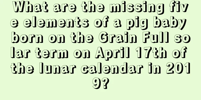 What are the missing five elements of a pig baby born on the Grain Full solar term on April 17th of the lunar calendar in 2019?