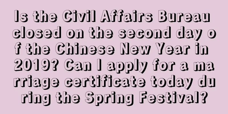 Is the Civil Affairs Bureau closed on the second day of the Chinese New Year in 2019? Can I apply for a marriage certificate today during the Spring Festival?