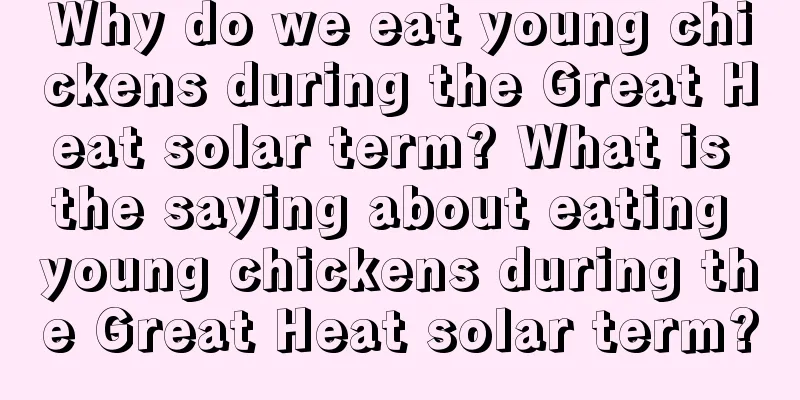 Why do we eat young chickens during the Great Heat solar term? What is the saying about eating young chickens during the Great Heat solar term?