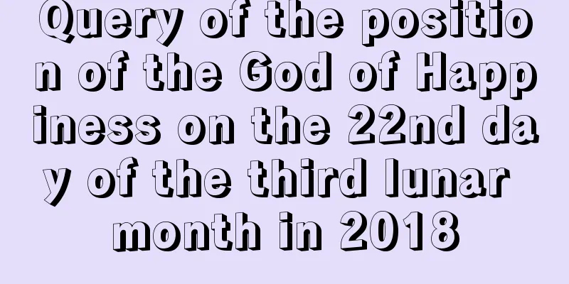 Query of the position of the God of Happiness on the 22nd day of the third lunar month in 2018