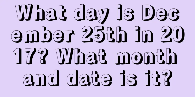 What day is December 25th in 2017? What month and date is it?