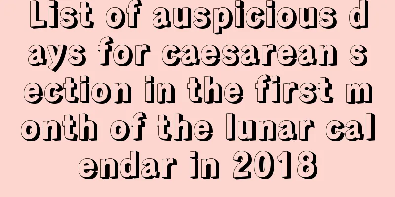 List of auspicious days for caesarean section in the first month of the lunar calendar in 2018
