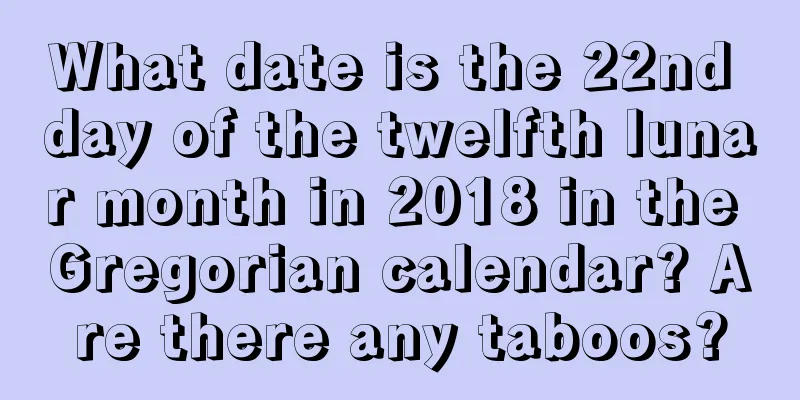 What date is the 22nd day of the twelfth lunar month in 2018 in the Gregorian calendar? Are there any taboos?
