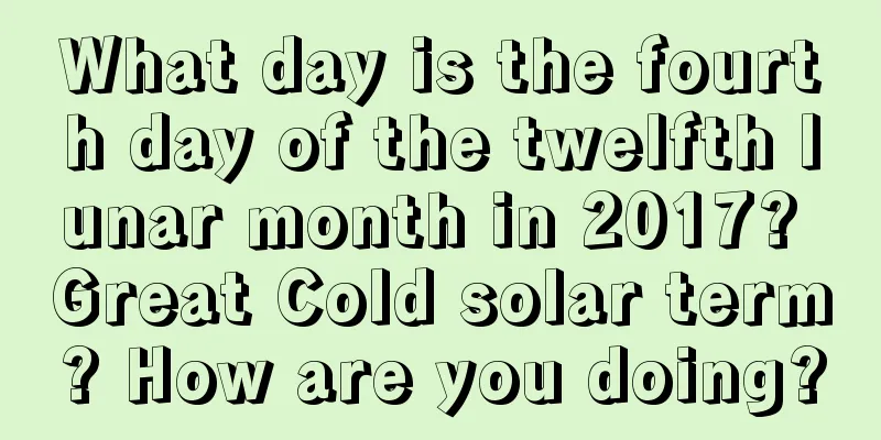 What day is the fourth day of the twelfth lunar month in 2017? Great Cold solar term? How are you doing?