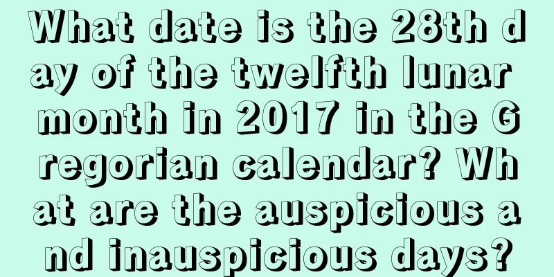 What date is the 28th day of the twelfth lunar month in 2017 in the Gregorian calendar? What are the auspicious and inauspicious days?