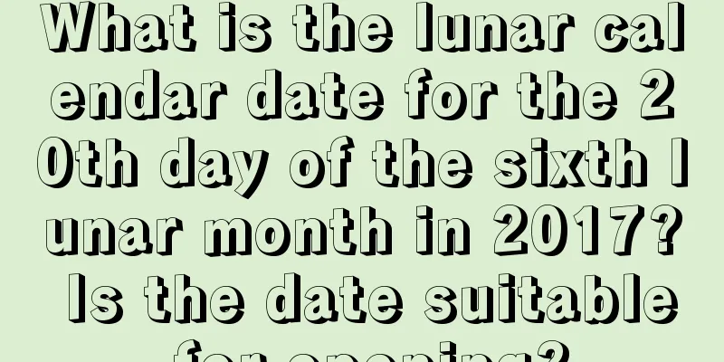 What is the lunar calendar date for the 20th day of the sixth lunar month in 2017? Is the date suitable for opening?