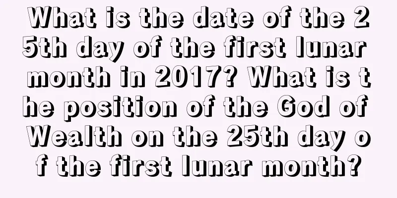 What is the date of the 25th day of the first lunar month in 2017? What is the position of the God of Wealth on the 25th day of the first lunar month?